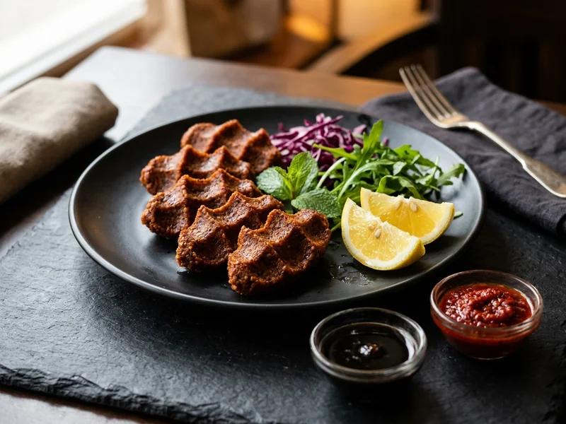 Şanlıurfa TOKİ Porsiyon Çiğ Köfte 250 gr garnitür tabağı ve lavaş